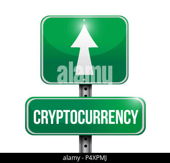 Cryptocurrency street sign Konzept, Grafik Design. über einem weißen Hintergrund isoliert Stockfoto