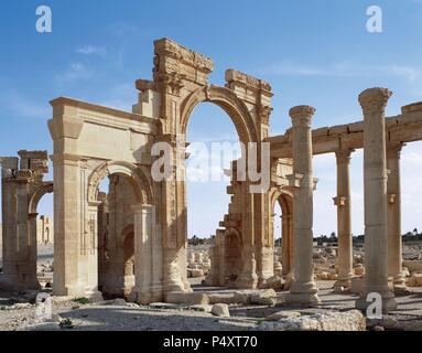 Syrien. Palmyra. Portikus der Kolonnade. 3. Jahrhundert. Oase Tadmor. Stockfoto