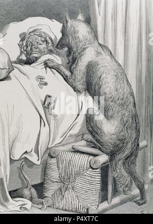 PERRAULT, Charles (Paris 1628-Paris, 1703). Französischer Schriftsteller. Little Red Riding Hood. Stich von Gustave Dore. Stockfoto