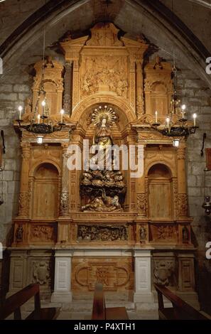 Inmaculate Konzeption. Altarbild von Agusti Pujol die Jungen. (1585-1628). Kirche Santa Maria. Verdu. Katalonien. Spanien. Stockfoto