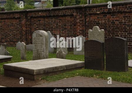 In den Vereinigten Staaten. Pennsylvania. Philadelphia. Christus Grabstätte. Early-American Friedhof. Stockfoto