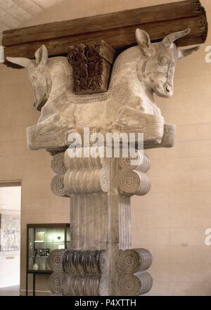 Kapital aus dem Publikum-Saal des Palastes Darius ich (Susa). 6. Jahrhundert vor Christus. Louvre-Museum. Paris. Frankreich. Stockfoto