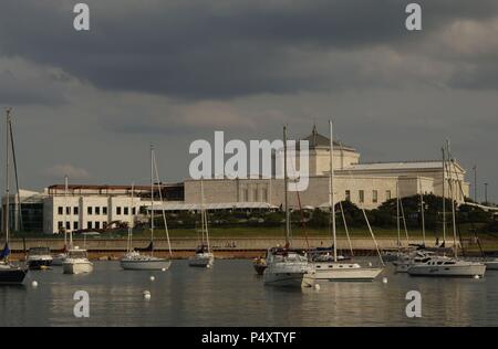 Randmarkierungen Aquarium. Inaugurado en 1930. Vista del Exterior. CHICAGO. Estado de Illinois. Estados Unidos. Stockfoto