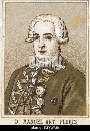 Manuel Antonio Flores (1722-1799). Allgemein in der spanischen Marine und Vizekönig von Neuen Granada (1776-1781) und Spanien (1787-1789). Gravur. Stockfoto