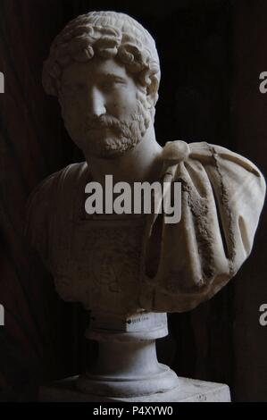 Publio Aelio Hadrian (76-138). Römischer Kaiser (117-138). Büste. Altemps Palast, Rom. Italien. Stockfoto