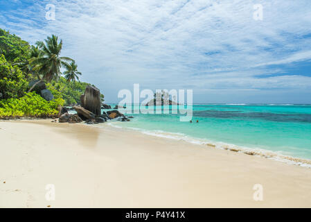 Tropischen Strand auf den Seychellen, Mahe Stockfoto