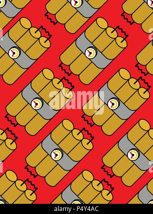 Dynamite Sticks Muster Nahtlose. TNT Sprengstoff Hintergrund. Bombe Textur Vektor illustration Stock Vektor