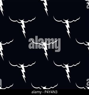 Cloud und Lightning pattern nahtlos. Gewitter Hintergrund. Sturm wetter Textur. Vector Illustration Stock Vektor