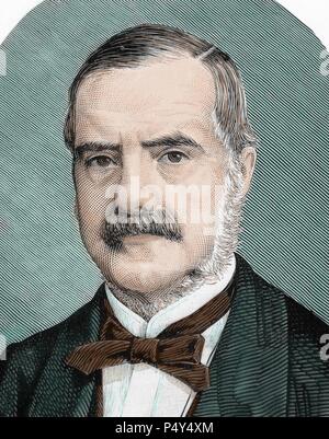 RHODES, Cecil John (1853-1902). Englischen Geschäftsmann und Politiker. Farbige Gravur. Stockfoto