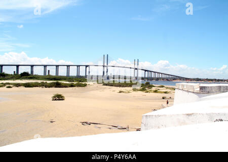 Newton Navarro Brücke, die Festung, Forte dos Reis Magos. Praia do Forte, Natal, Rio Grande do Norte, Brasilien Stockfoto