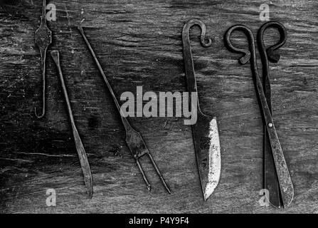 Haut-Pflege-Tool, Details der Objekte, die Haut, traditionelles Handwerk zu arbeiten Stockfoto