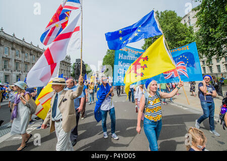 London, Großbritannien. 23. Juni 2018. März der Menschen für ein Volk auf der abschließenden Brexit beschäftigen. Zeitlich mit dem zweiten Jahrestag der Volksabstimmung 2016 durch anti Brexit, pro EU-Aktivisten organisiert ist. Credit: Guy Bell/Alamy leben Nachrichten Stockfoto