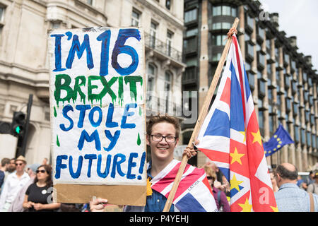 London, Großbritannien. 23. Juni 2018. Tausende besuchen im März für ein Volk auf die Bedingungen der endgültigen Brexit beschäftigen. Quelle: Carol Moir/Alamy leben Nachrichten Stockfoto