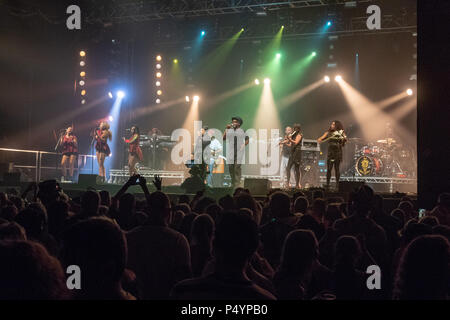 Newport, Isle of Wight, Großbritannien. 23. Juni 2018. Soul II Soul auf der Bühne am 50. Isle of Wight Festival, Newport, IOW. Credit: Milton Cogheil/Alamy leben Nachrichten Stockfoto