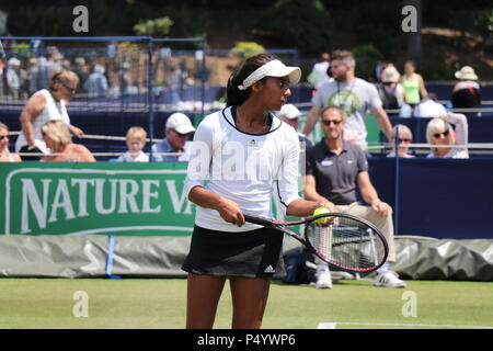 Naiktha Bains die Women's Tennis Association WTA International Tennis in Eastbourne, Devonshire Park, East Sussex. Natur Tal Internationalen Stockfoto