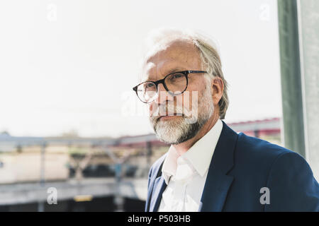 Portrait von schweren Reifen Geschäftsmann auf der Suche Stockfoto