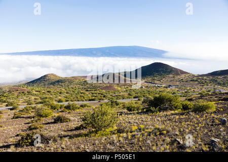 Atemberaubende Aussicht auf Mauna Loa Vulkan auf der grossen Insel von Hawaii. Der größte Vulkan subaerial in beiden Masse und Volumen, Mauna Loa wurde prüfen Stockfoto