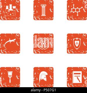 Studie der Eidechse Symbole gesetzt, grunge Stil Stock Vektor