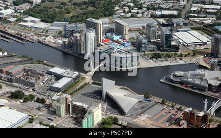 Luftaufnahme von Salford Quays in der Nähe von Manchester, UK Stockfoto