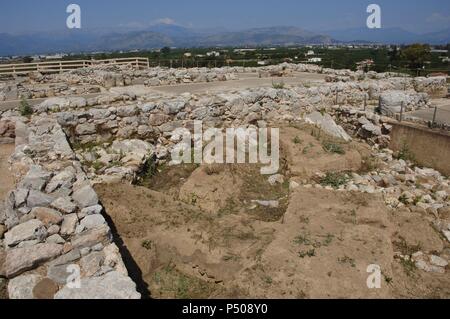 Griechenland. Tiryns. Mykenische Stadt (3. Jahrtausend v. Chr.). Obere Terrasse. Peloponnes. Stockfoto