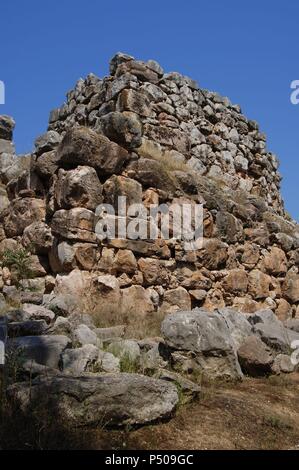 Griechenland. Tiryns. Mykenische Stadt (3. Jahrtausend v. Chr.). Zyklopischen Mauer (1400-1200 v. Chr.). Peloponnes. Stockfoto