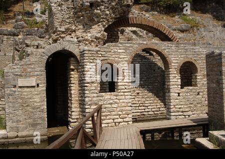 Albanien. Butrint. Tempel des Asklepios, im 3.Jahrhundert v. Chr., und wurde im 2. Jahrhundert v. Chr. errichtet. Stockfoto