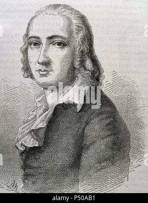 Hölderlins, Friedrich (1770-1843). Deutscher Lyriker. Gravur. Stockfoto