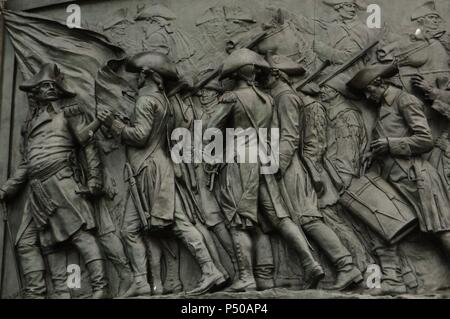 Der amerikanische Unabhängigkeitskrieg (1775 Ð 1783). Das Washington Monument. Skulptur von Rudolf Siemering (1835-1905). Detail. Philadelphia. Pennsylvania. USA. Stockfoto