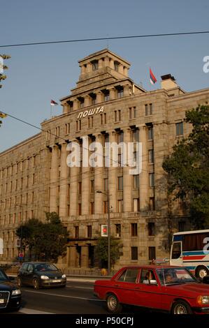 Central Post Office Building. Sicht nach außen. Belgrad. Republik Serbien. Stockfoto