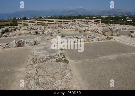 Griechenland. Tiryns. Mykenische Stadt (3. Jahrtausend v. Chr.). Obere Terrasse. Peloponnes. Stockfoto