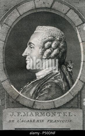 Jean Francois Marmontel (1723-1799). Französischer Schriftsteller und Historiker. Gravur. 18. Jahrhundert. Stockfoto