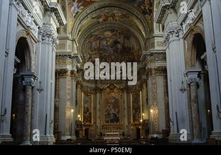 Italien. Rom. Die Kirche des Hl. Ignatius von Loyola im Campus Martius. Im barocken Stil zwischen 1626 und 1650 gebaut von Orazio Grassi (1583-1654) zwischen 1626-1650. Interieur. Stockfoto