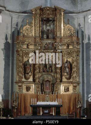 Spanien. Valencia. Santos Juanes Kirche. Barocke Altarbild von Domingo de Ascorbe Beitia. 18. Jahrhundert. Stockfoto