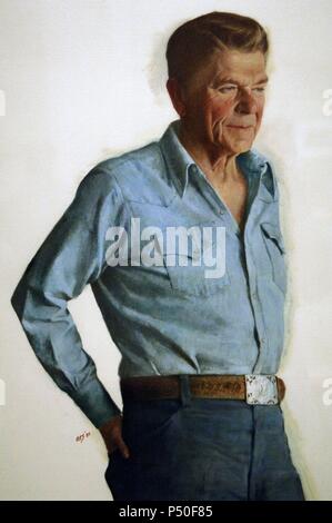 Ronald Reagan (1911-2004). Schauspieler und Politiker. 40. Präsident der Vereinigten Staaten (1981-1989). Portrait (1980) von Aaron Shikler (geboren 1922). National Portrait Gallery. Washington D.C. United States. Stockfoto