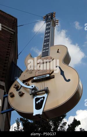 Memphis. Estudio So. Detail Gitarre. Zustand von Tennessee. USA. Stockfoto