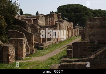Ostia Antica. Römische Stadt. Bleibt. Italien. Stockfoto