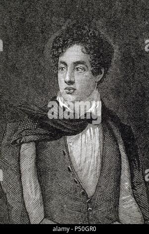 Lord Byron (1788-1824). Englischer Dichter. Romantischen Bewegung. Gravur. Stockfoto