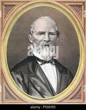 Grino Ramon Cabrera (1806-1877). Spanisch Wagenliste allgemein, bekannt als der Tiger des Maestrazgo. Gravur der spanischen und amerikanischen Abbildung. Stockfoto