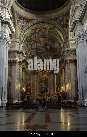 Italien. Rom. Die Kirche des Hl. Ignatius von Loyola im Campus Martius. Im barocken Stil zwischen 1626 und 1650 gebaut von Orazio Grassi (1583-1654) zwischen 1626-1650. Interieur. Stockfoto