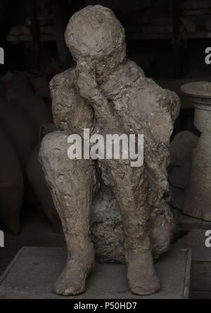 Italien. Pompeji. Gips menschlicher Überreste. Stockfoto