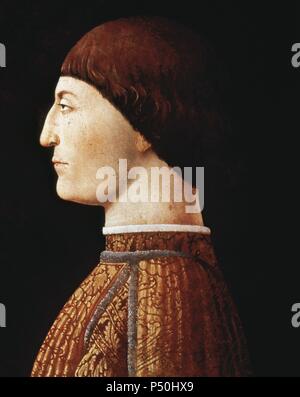 Piero della Francesca (1415-1492). Maler der frühen Renaissance. Portrait von Sigismondo Pandolfo Malatesta, condottiero und Herr von Rimini und Fano Sigismondo Pandolfo Malatesta. Louvre. Paris. Frankreich. Stockfoto