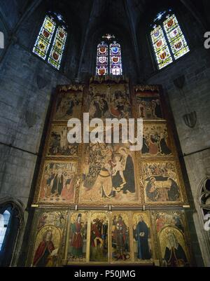 ARTE GOTICO. ESPAÑA. S. XV. HUGUET, Jaume (1414-1492). Pintor catalán. Sie TABLO DEL CONDESTABLE' (1465). ALTAR DE LA CAPILLA DE SANTA AGUEDA. BARCELONA. Cataluña. Stockfoto