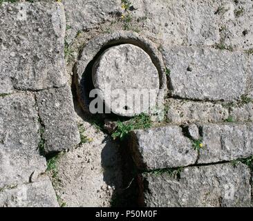 Syrien. Ugarit. Antike Hafenstadt an der östlichen Mittelmeer an der modernen Ras Shamra. Explendor Zeitraum: 1450 v. Chr.-1180 v. Chr.. Landschaft. Ruinen. Stockfoto