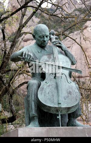 (Pau) Pablo Casals (1876-1973). Cellist, Komponist und Dirigent. Sculture. Berg Montserrat. Provinz Barcelona. Katalonien. Spanien. Stockfoto