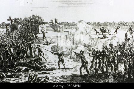 Französische Revolution (1789-1799). Champ de Mars Massaker (17. Juli 1791). Anonyme Ätzen der Zeit. Stockfoto