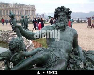 Frankreich. Schloss Versailles. 17. Jahrhundert. Exterieur. Skulptur. Stockfoto