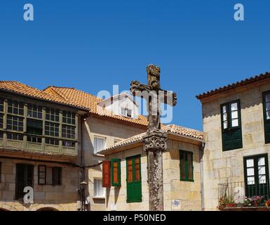 Spanien. Pontevedra. Kalvarienberg Darstellung der Kreuzigung auf dem Brennholz-Platz. Stockfoto