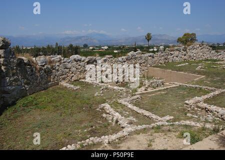 Griechenland. Tiryns. Mykenische Stadt (3. Jahrtausend v. Chr.). Die Ruinen. Peloponnes. Stockfoto