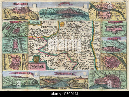 1747 La Feuille Karte von Dauphine (Isère, Isère, Hautes-Alpes, Frankreich - Geographicus - Dauphine - ratelband-1747. Stockfoto