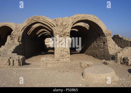 Ramesseum. Tempel in Scheunen oder Lagerhallen ausgelegt. 19. Dynastie. Neuen Reich. Jh. V.CHR. Tal der Könige. Luxor. Ägypten. Stockfoto